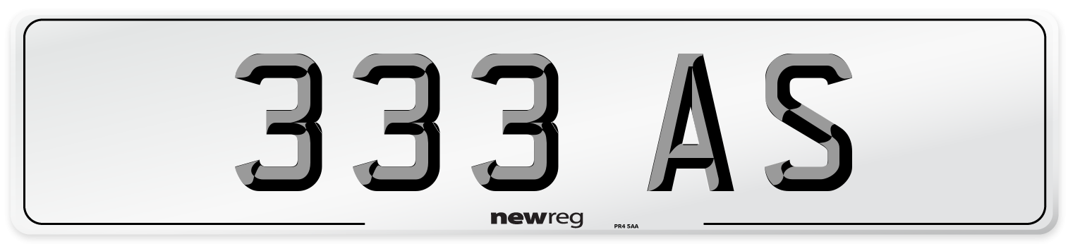 333 AS Number Plate from New Reg